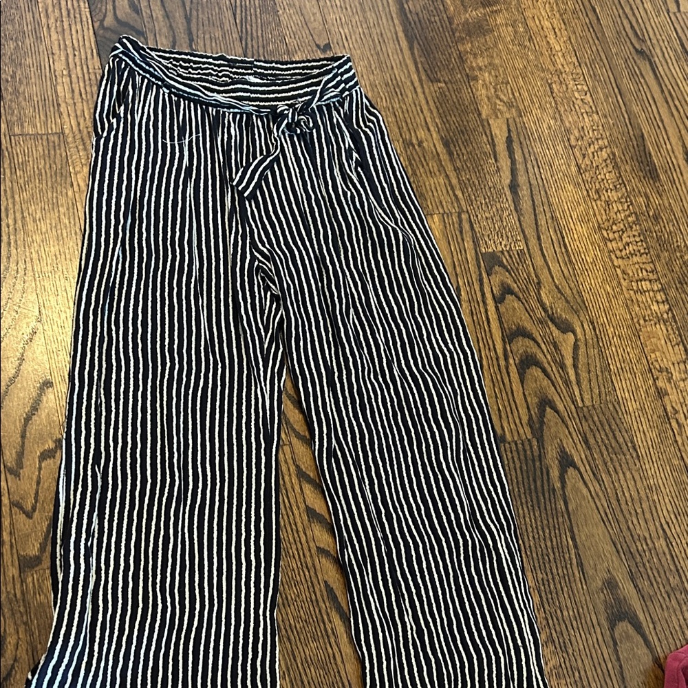 Lilla P Black and Cream Striped Pants
